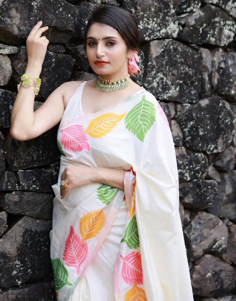 White Silk Woven Sarees