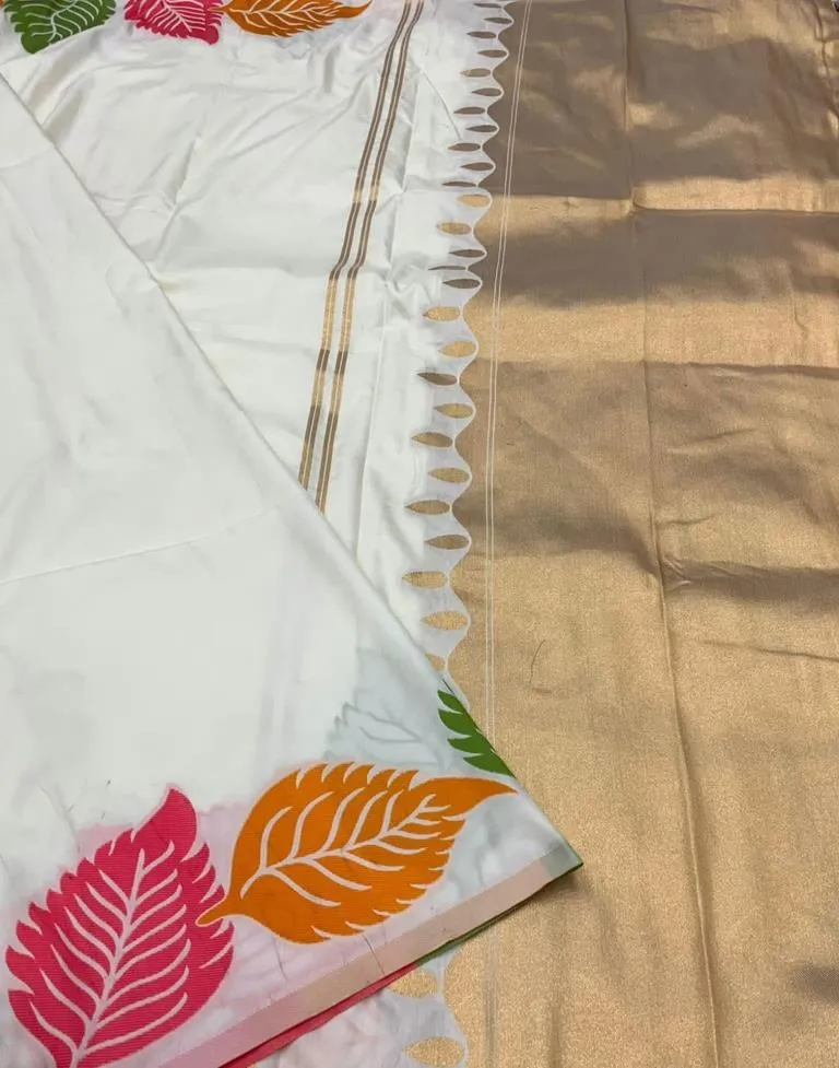 White Silk Woven Sarees