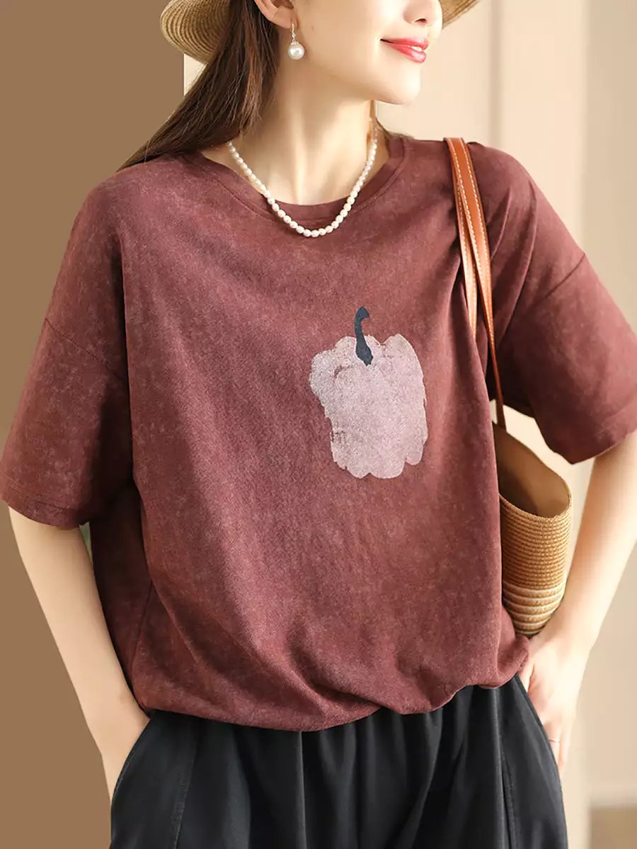 Women Summer Casual Drawstring Hem Cotton Shirt PA1031