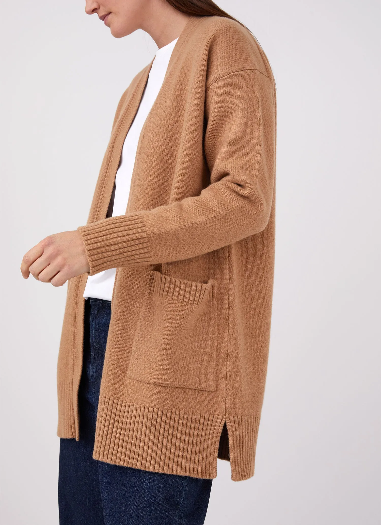 Women's Cardigan Coat in Camel