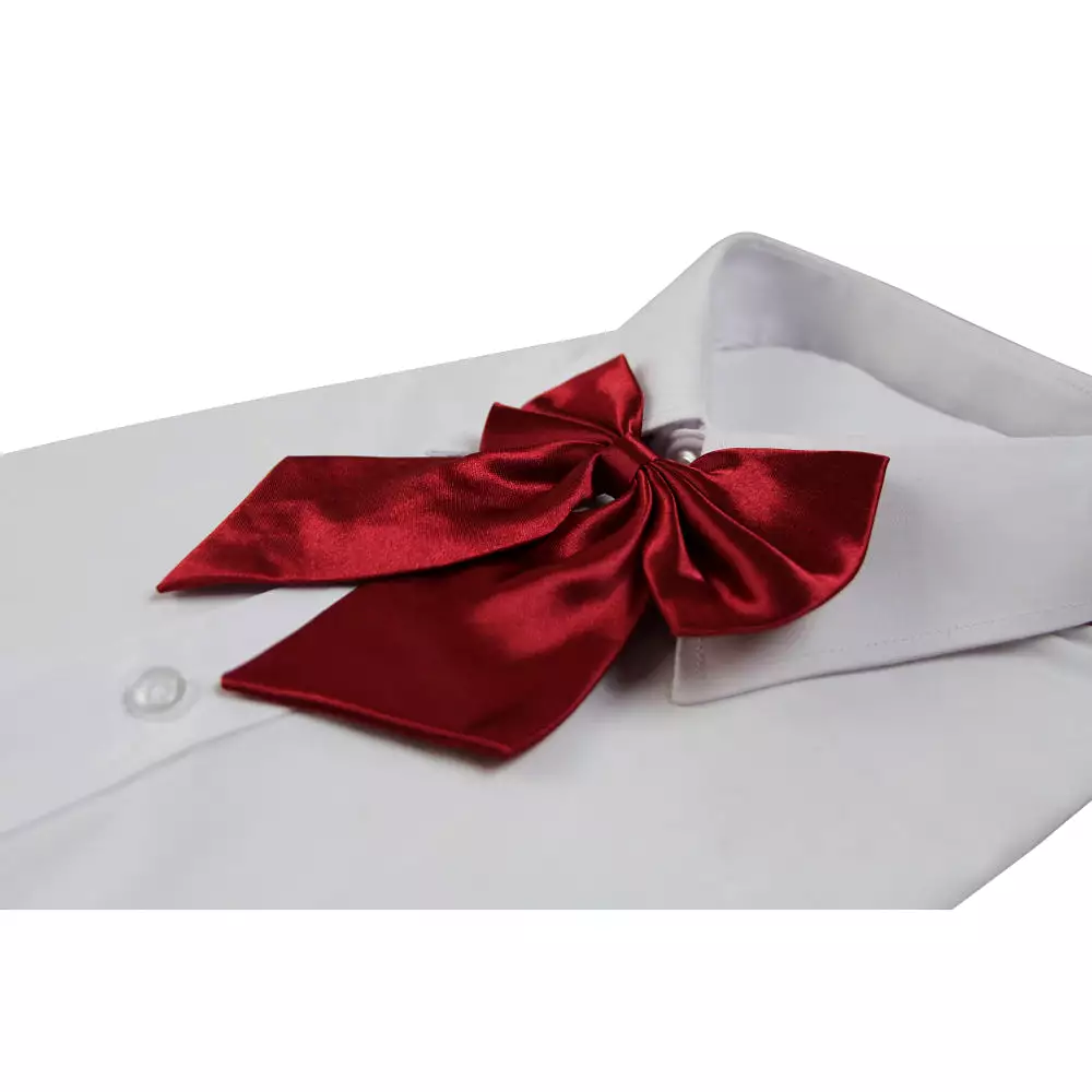 Womens Plain Maroon Shirt Collar Bow Tie