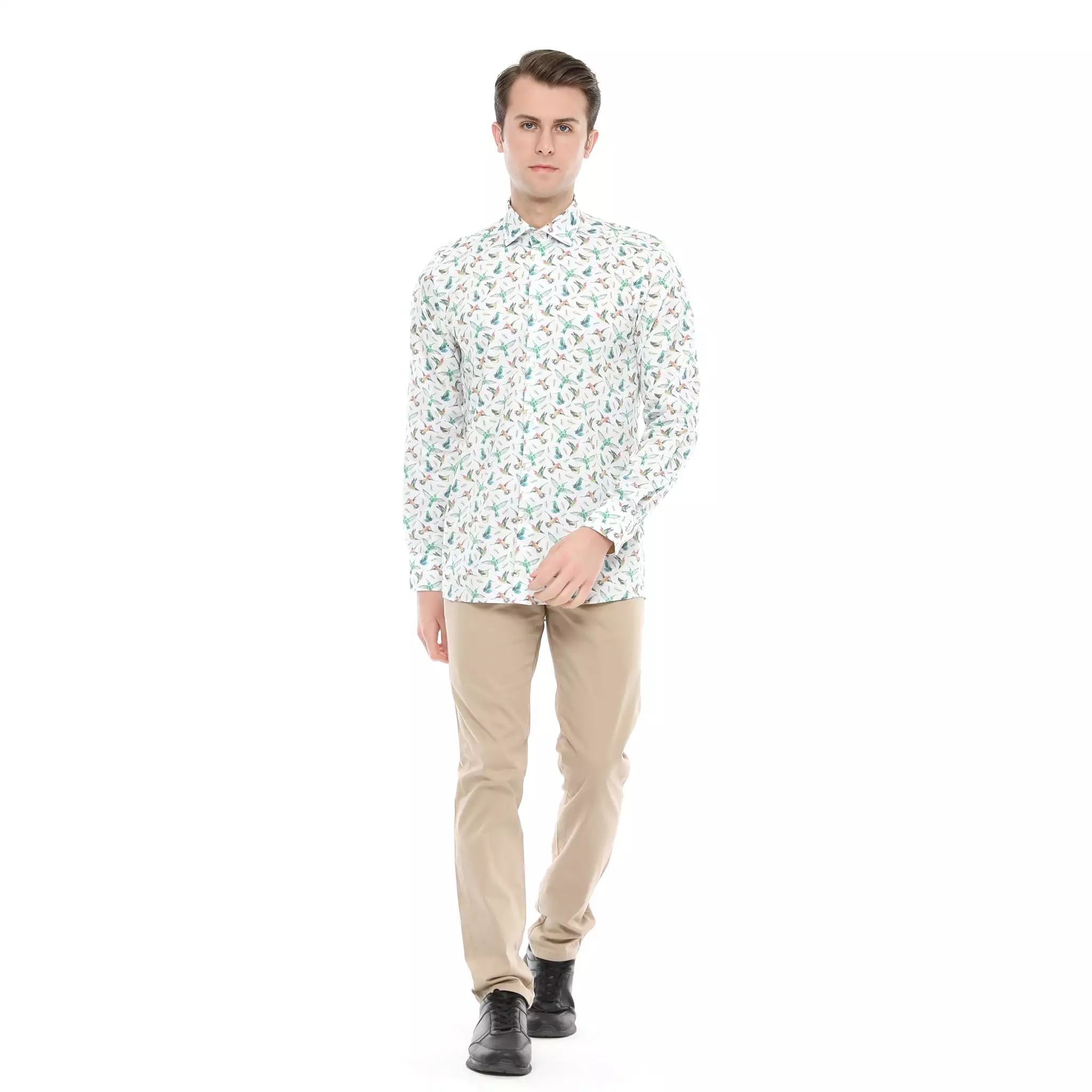 Xact Men's Hummingbird Print Long Sleeved Shirt, Regular Fit