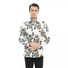 Xact Men's Rose Print Long Sleeved Shirt, Regular Fit