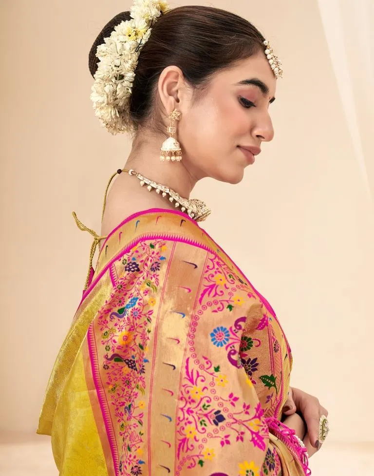 Yellow Silk Woven Sarees