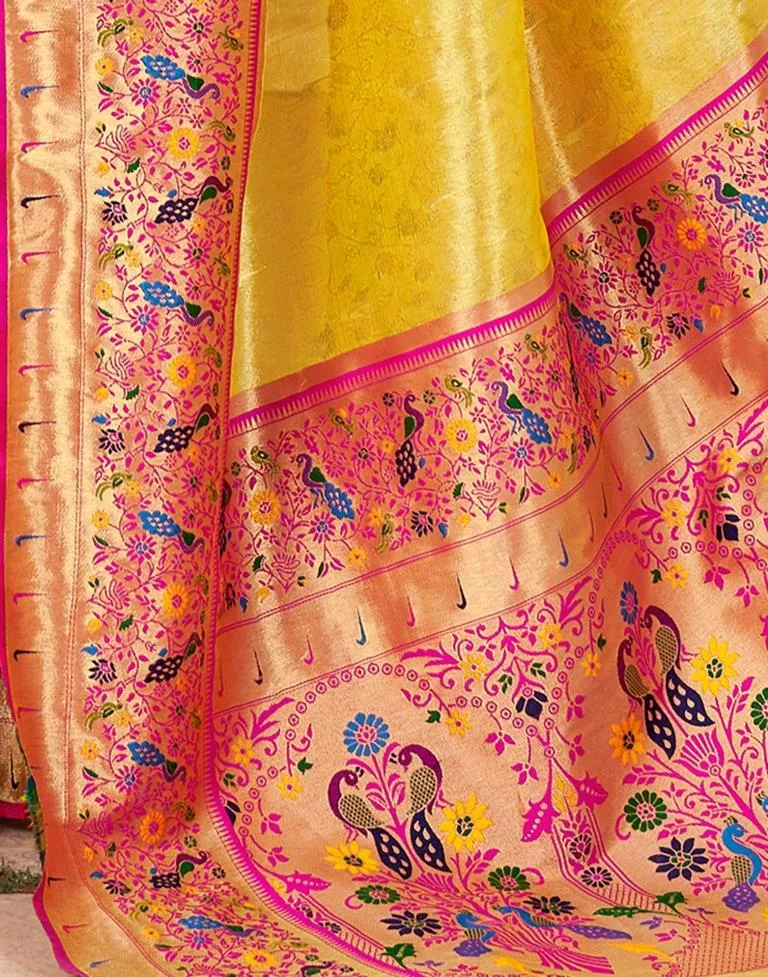 Yellow Silk Woven Sarees