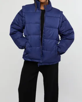 Zip Off Sleeve Puffer Jacket | Navy